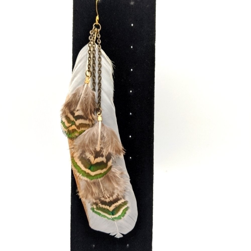 Artisan Boho Single Feather Earring Handmade
